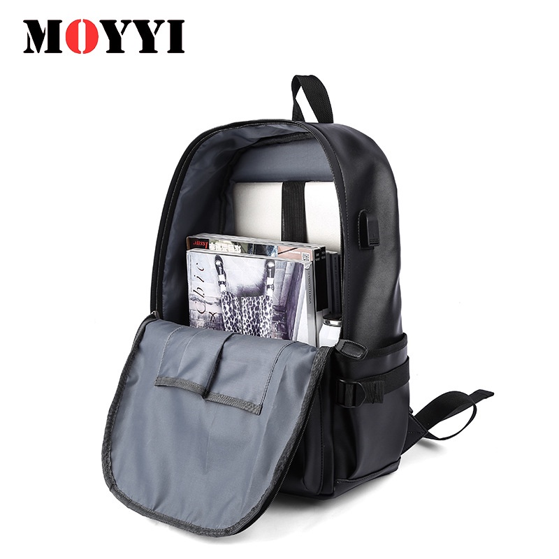 Ba Lô Da pu Màu Đen Đựng laptop 14inch Dành Cho Nam