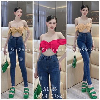 Áo hai dây bản to có mút xoắn ngực sexy chất thun gân
