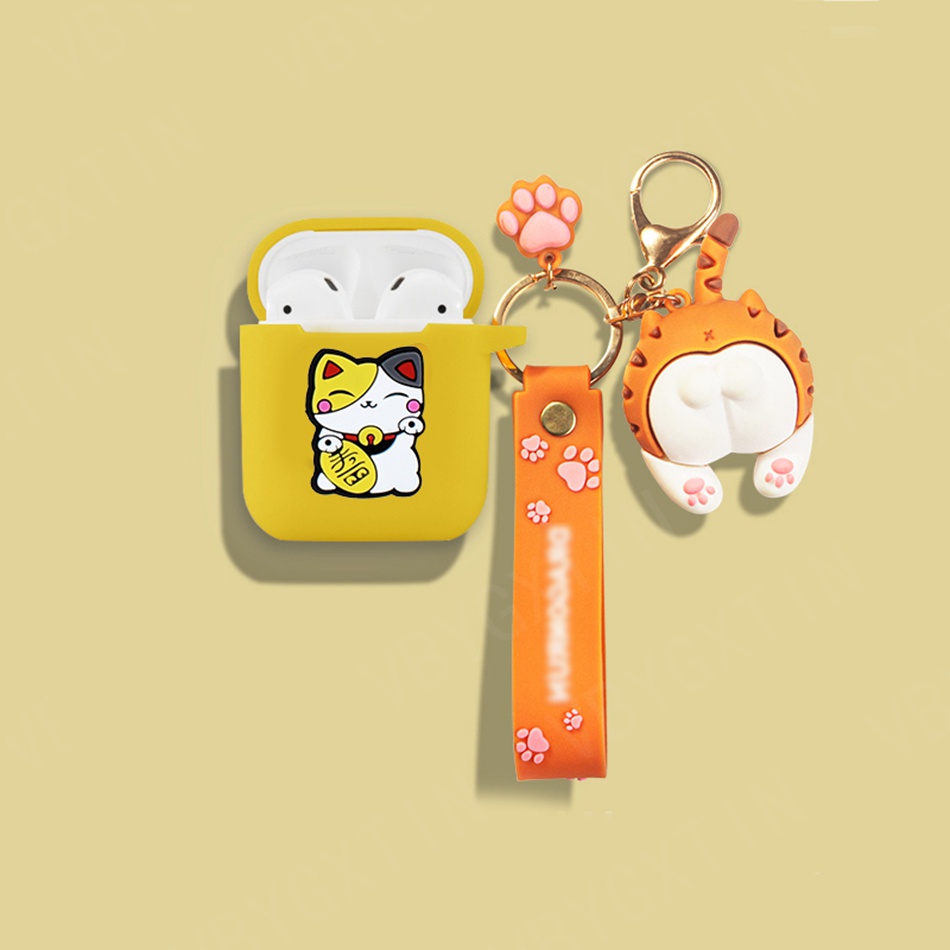 Vỏ Bảo Vệ Hộp Sạc Tai Nghe Redmi Buds 3 Bằng Silicon Hình Phi Hành Gia/Mèo/Cún/Gấu Trúc Có Móc Khóa