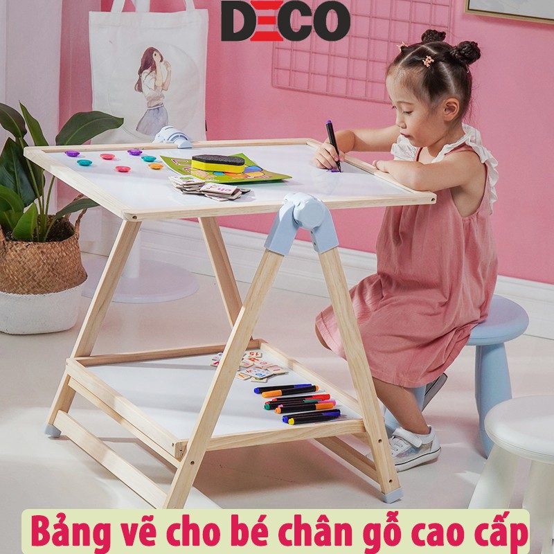 Bảng flipchart 2 mặt cho bé tập vẽ, đồ chơi giáo dục cơ bản, khung gỗ sồi nhập khẩu từ New Zealand sang trọng