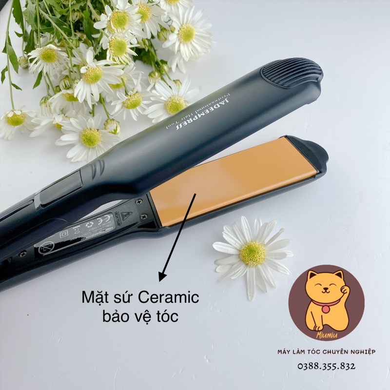 Máy là duỗi tóc Jadeempress mặt sứ mượt bóng tóc màn LCD hiện nhiệt dùng cho tiệm tóc