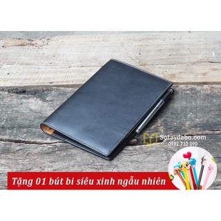 SỔ TAY DA THẬT HANDMADE A5 MÀU ĐEN (Da xịn 100%)