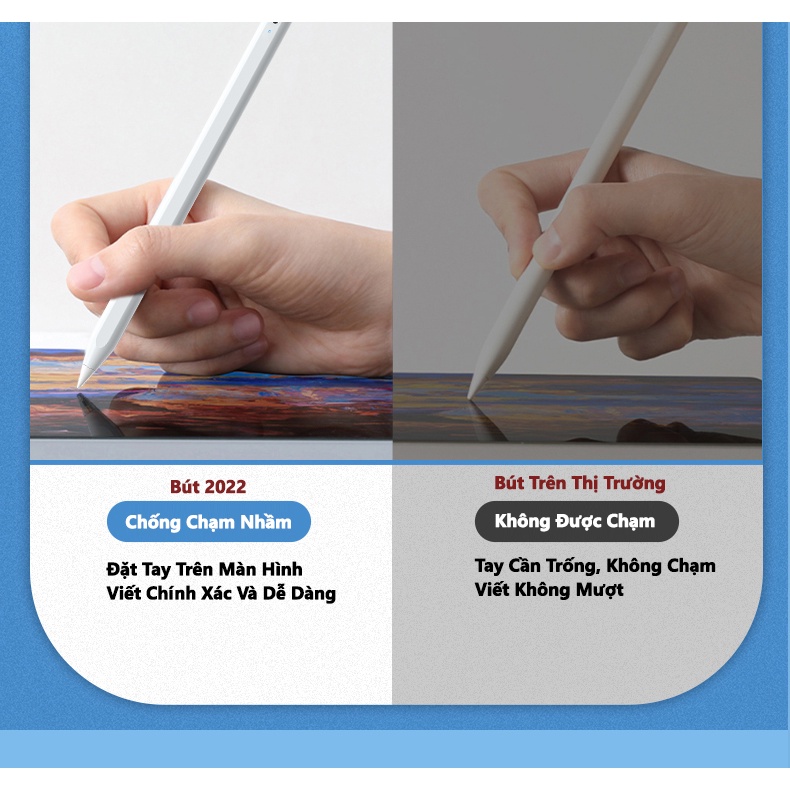Bút Cảm Ứng PenciI Gen 2 Cho lPad, Chức Năng Chống Chạm, Nét Nghiêng, Từ Tính Hút Chạm
