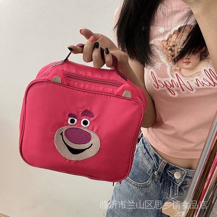 Mới Túi Xách Du Lịch Cỡ Lớn Họa Tiết Gấu Dâu Tây Hoạt Hình Đáng Yêu