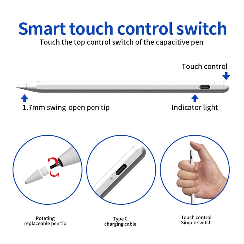 Bút cảm ứng bluetooth gen 19 chức năng chống chạm màn hình vẽ nét nghiêng thân bút từ tính thích hợp cho với ipad