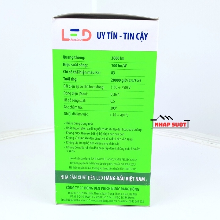Bóng đèn Led Rạng Đông bầu tròn 12w 15w 20w 30w ánh sáng trắng / vàng, bảo hành 24 tháng