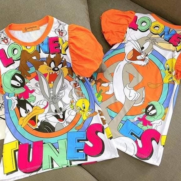 Váy Suông Hoạt Hình Mickey Kitty Pony Tay Bồng Dễ Thương Cho Bé Gái Size 8-35kg Kèm Ảnh Thật VS01