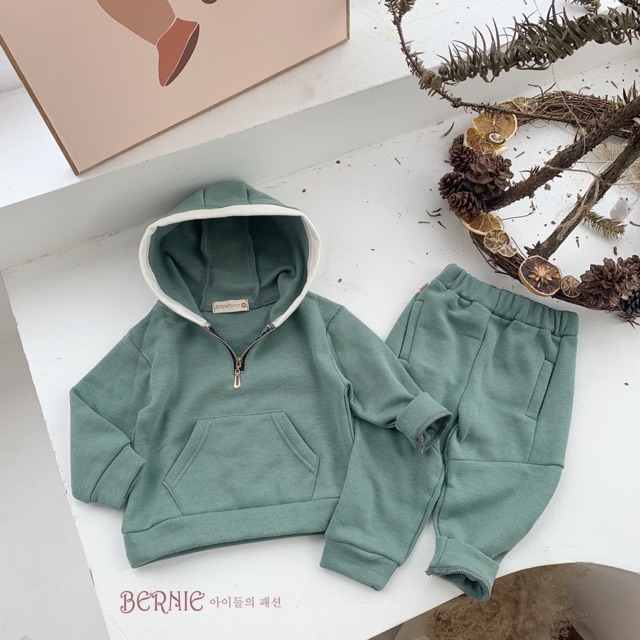 Bộ nỉ bông có mũ cho bé trai/ bé gái