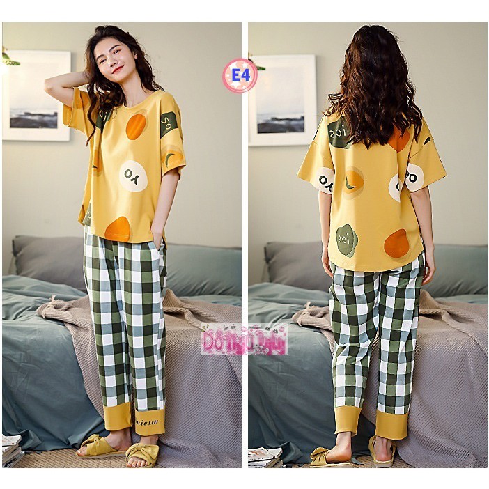 Bộ Ngủ Mùa Hè Thun cotton ( 100% cotton) mỏng mát E4 | BigBuy360 - bigbuy360.vn