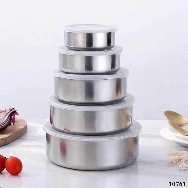 Bộ 5 hộp lạnh inox có nắp nhựa dẻo