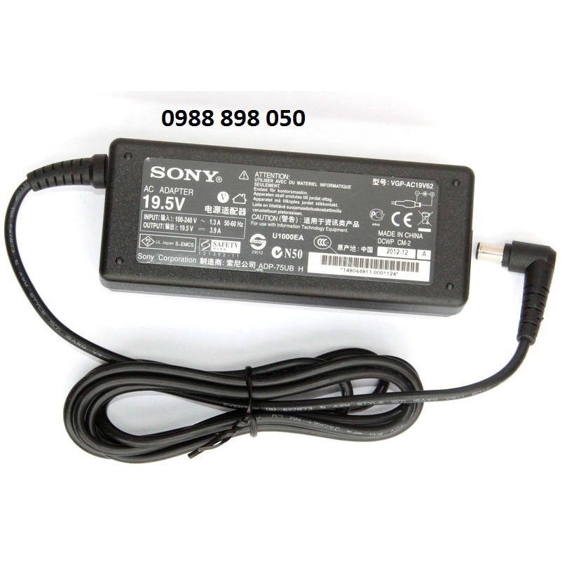 Sạc laptop sony chính hãng-adapter sony 19.5v 3.9a