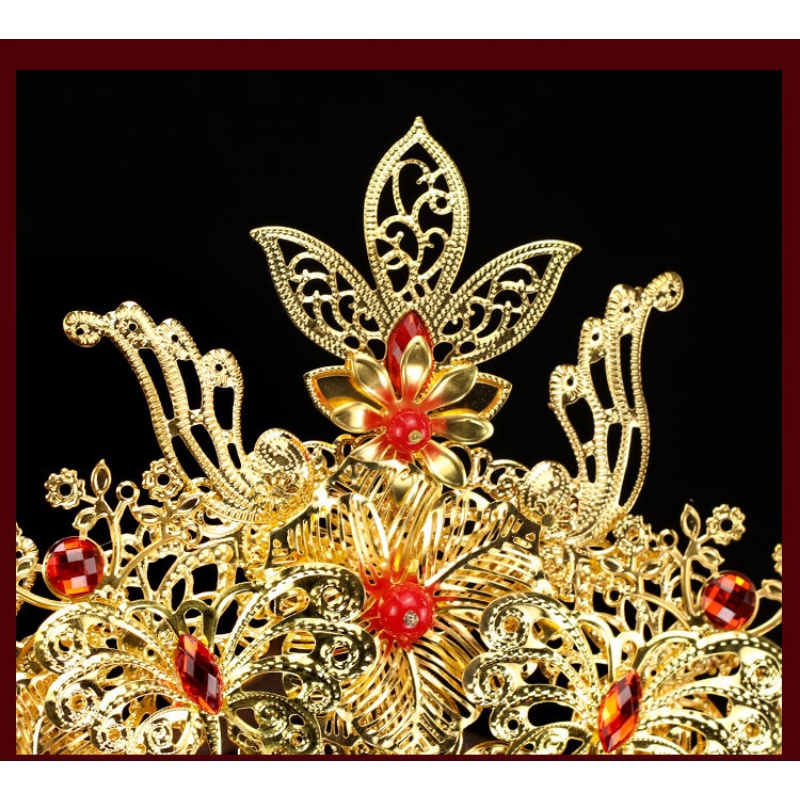 Mới Trâm Cài Tóc Cô Dâu Hình Vương Miện Chim Phượng Hoàng Phối Tua Rua Phong Cách Trung Hoa Cổ Điển