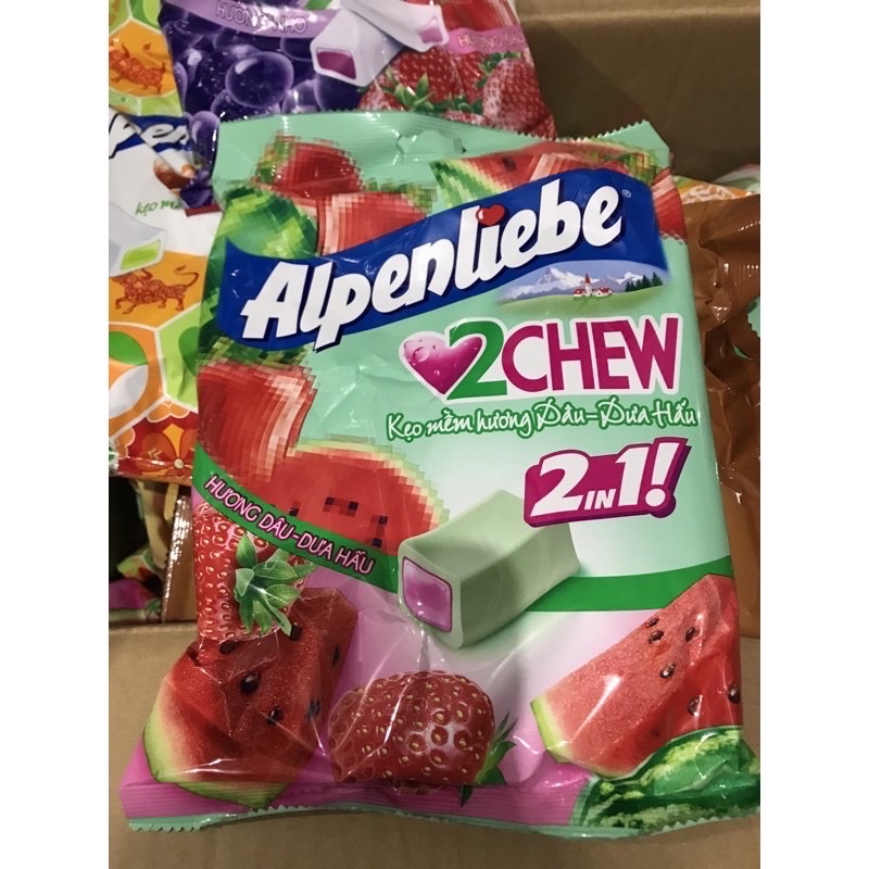 Kẹo Mềm Alpenliebe 2Chew Dâu &amp; Nho Gói 25/65 Viên