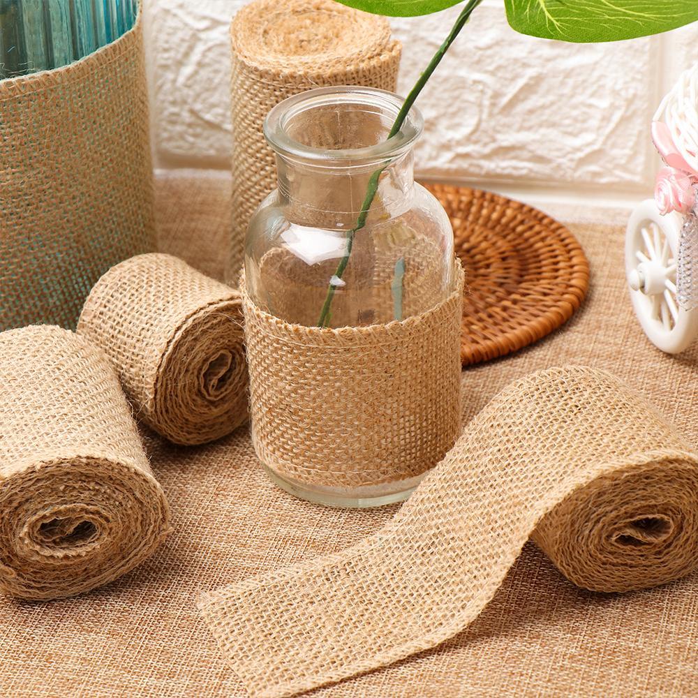 1 Cuộn Dây Ruy Băng Dài 2M Bằng Vải Bố Phối Dây Đay Phong Cách Cổ Điển Dùng Trang Trí Nhà Cửa DIY