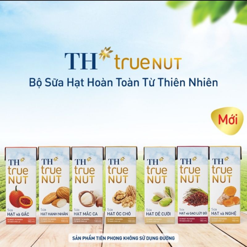 Sữa Hạt Macca / óc chó/ hạnh nhân TH true NUT 180 ml Lốc 4