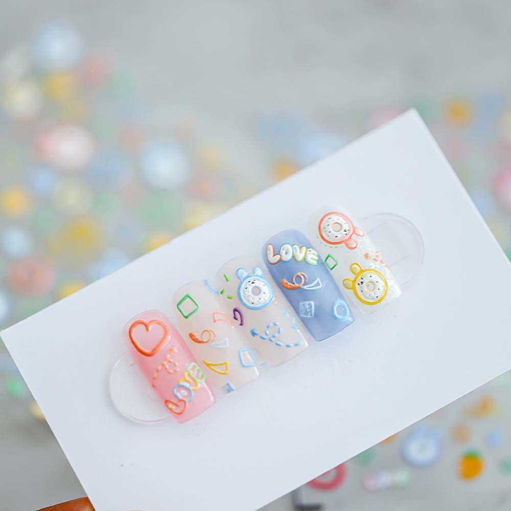 QQMALL Miếng Dán Trang Trí Móng Tay 5D Tự Dính Họa Tiết Công Chúa Thời Trang