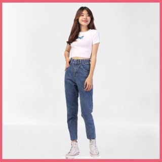Quần baggy jean ht03 trơn cạp cao siêu đẹp quảng châu cao cấp