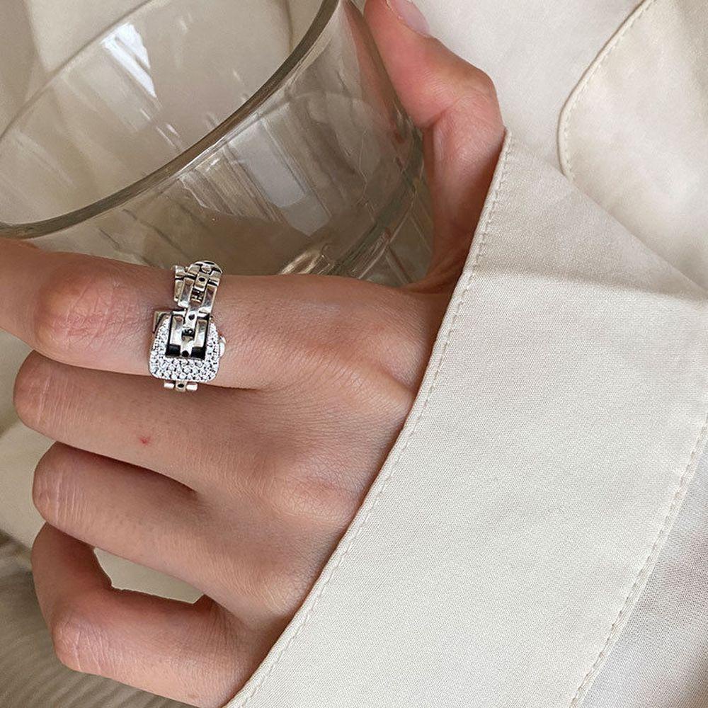 Nhẫn Dây Xích Có Thể Điều Chỉnh Thời Trang Cho Nữ|Nhẫn Hợp Kim Đính Đá Nhiều Màu Sắc Đầy Cá Tính