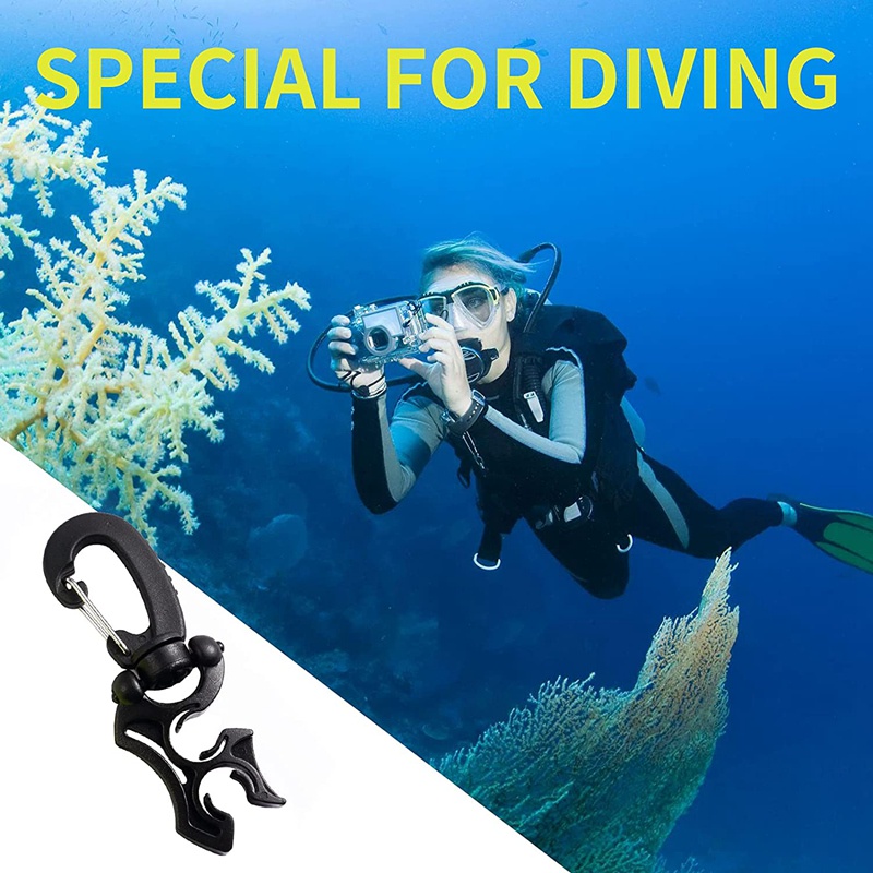 Set 2 Giá Đỡ Ống Lặn Biển Kẹp Giữ Ống Thở Đôi BCD Kèm Móc Khóa Cài Tiện Dụng