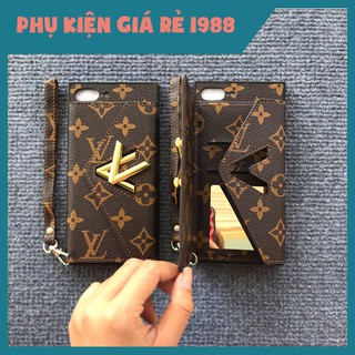 ỐP LƯNG VÍ LV KÈM GƯƠNG dành cho iPhone 6plus/7plus/8plus/Xs/xs max