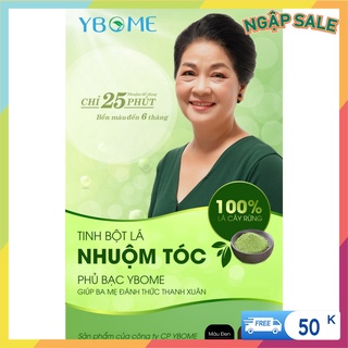 Thuốc nhuộm tóc đen,nâu bằng bột lá Ybome Hộp 12gói. Tinh bột lá nhuộm tóc thảo dược