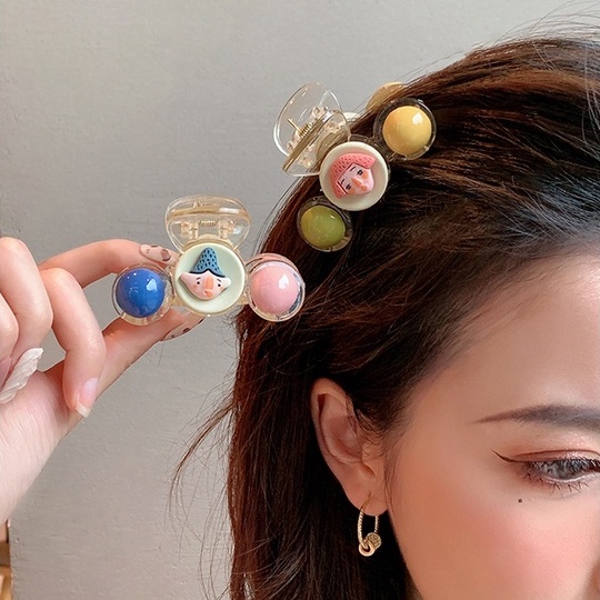 Hoạt Hình Kẹp Tóc Hình Búp Bê Trong Suốt Phong Cách Hàn Quốc