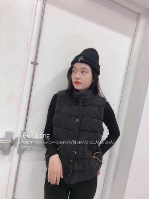 Áo Gile phao nhung cúc bấm