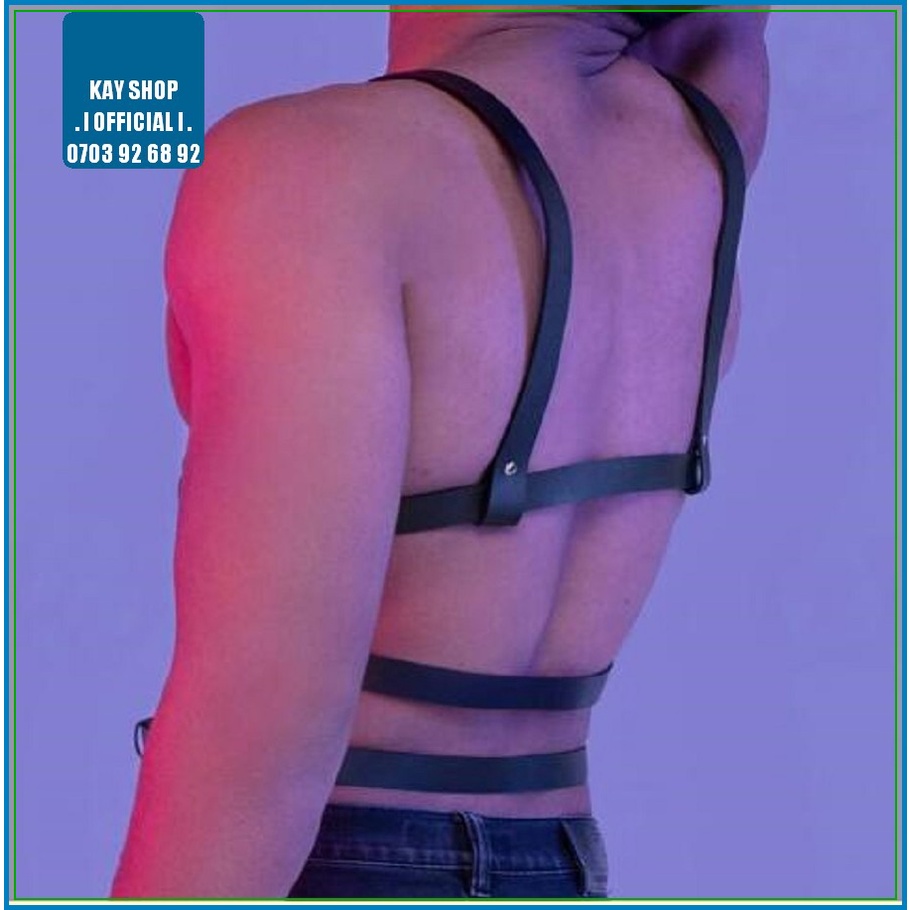 Đai ngực nam sexy dây giả da tôn cơ ngực quyến rũ có khoen gài