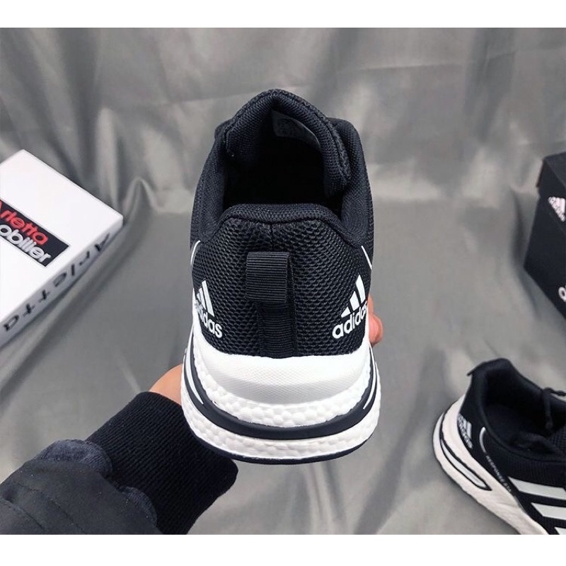 Giày thể thao đế mềm, thoáng khí, ôm chân màu đen đế trắng, giày sneaker dành cho nam và nữ HAD259