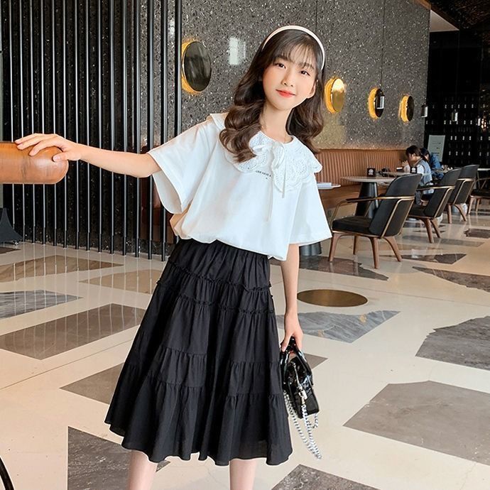 Bộ Áo Thun + Chân Váy Thời Trang Mùa Hè Cao Cấp 2022 Cho Bé 3-5-8-10-12-13-15 Tuổi/096