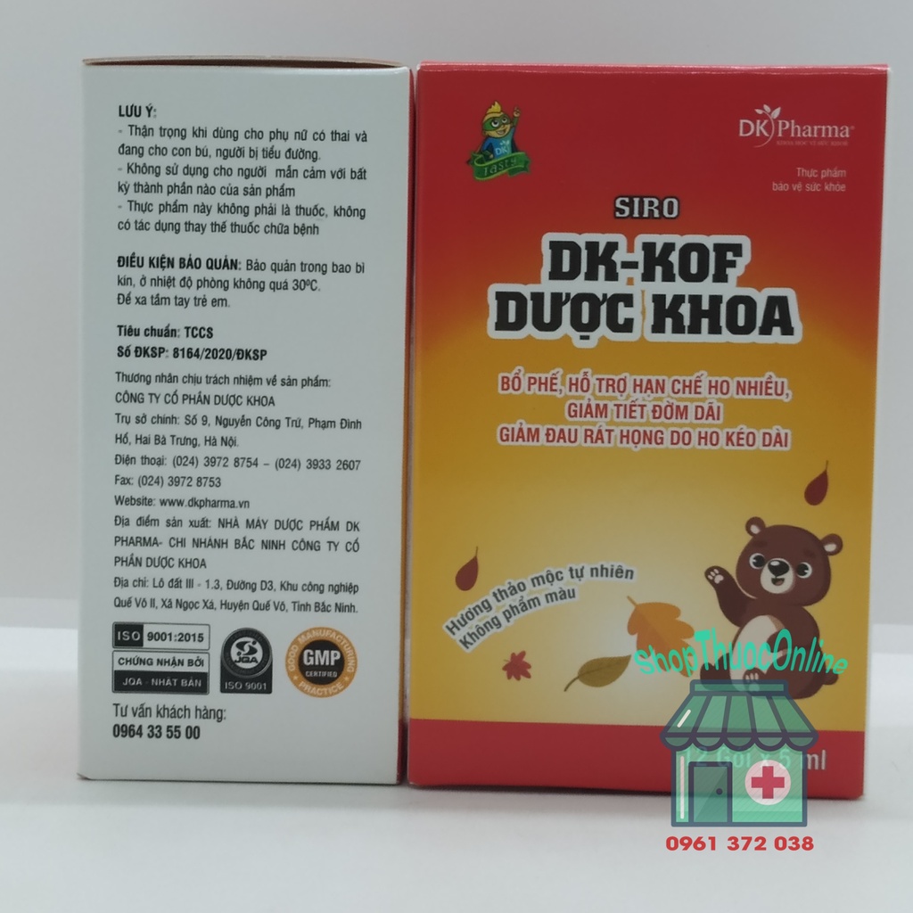 Siro DK-KOF Dược Khoa hộp 12 gói - Bổ phế, giảm ho