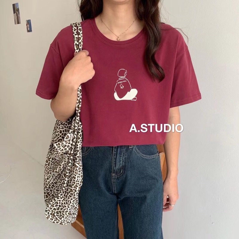 Áo thun áo phông tay lỡ cộc tay nữ from rộng unisex phom dáng rộng Quảng Châu
