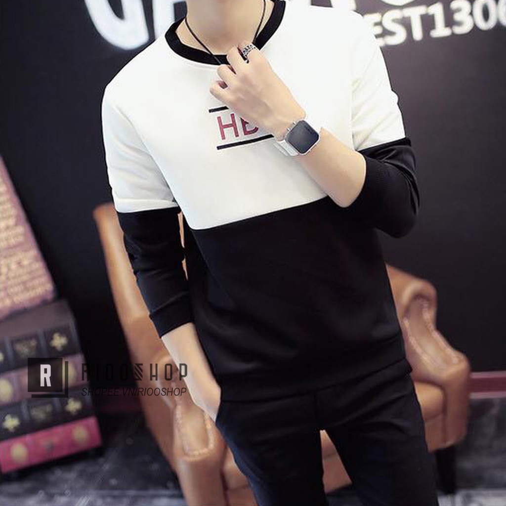 Áo thun nam tay dài hàn quốc HBO hai màu cực chất RKL026- áo phông nam dài tay đẹp Riooshop | BigBuy360 - bigbuy360.vn