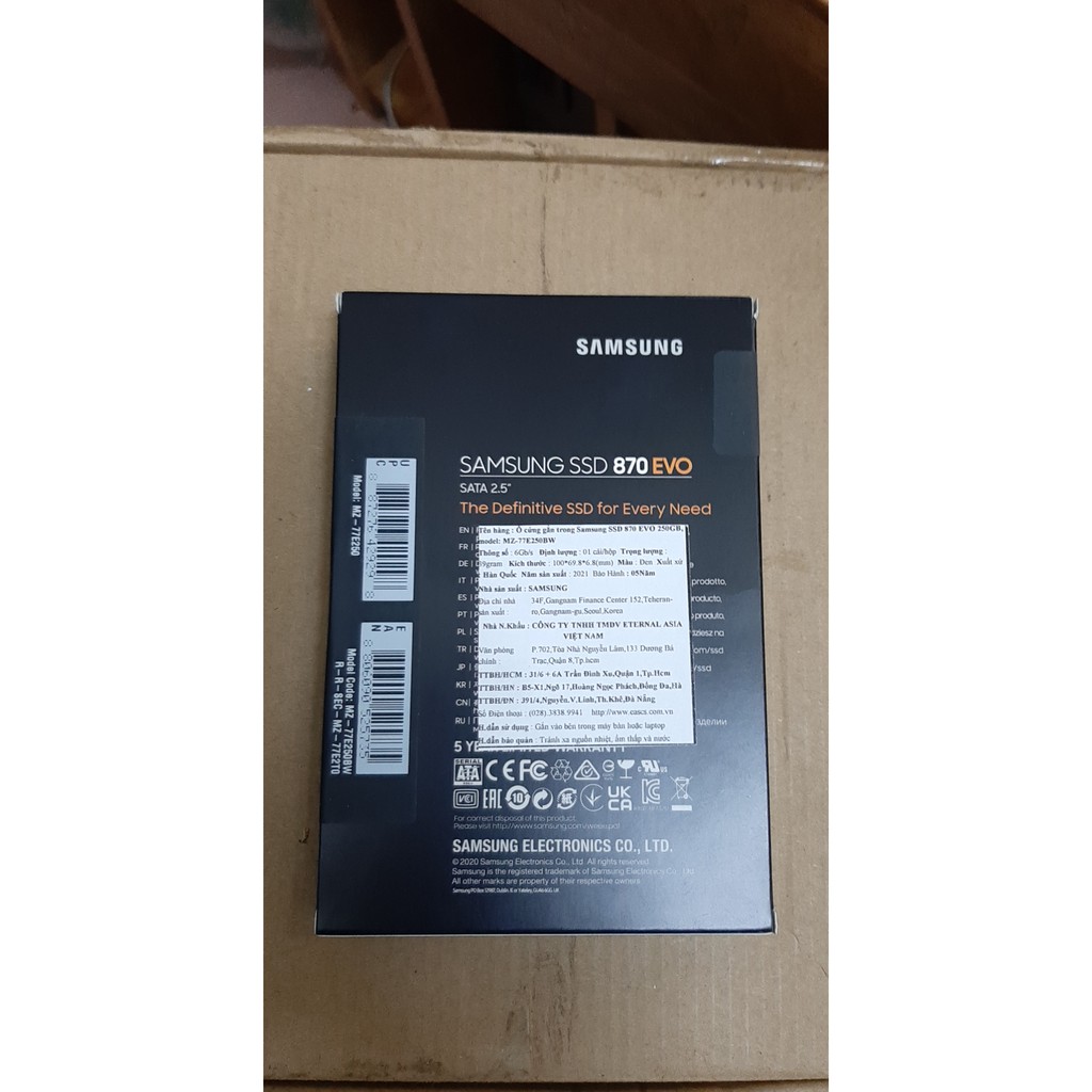 Ổ cứng SSD 2.5" SAMSUNG 870 EVO 250GB - Hàng chính hãng - Bảo hành 5 năm