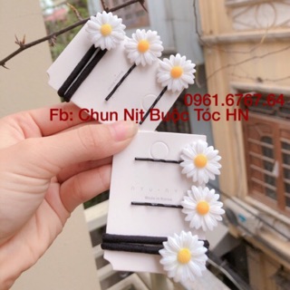 Set 2 kẹp tóc cúc hoạ mi + 1 chun hoạ mi