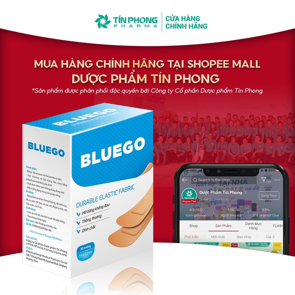 Băng Gạc Y Tế, Bluego Hộp 30 Miếng Giúp Chăm Sóc Bảo Vệ Vết Thương, An Toàn Tiện Lợi Dễ Sử Dụng TVT002