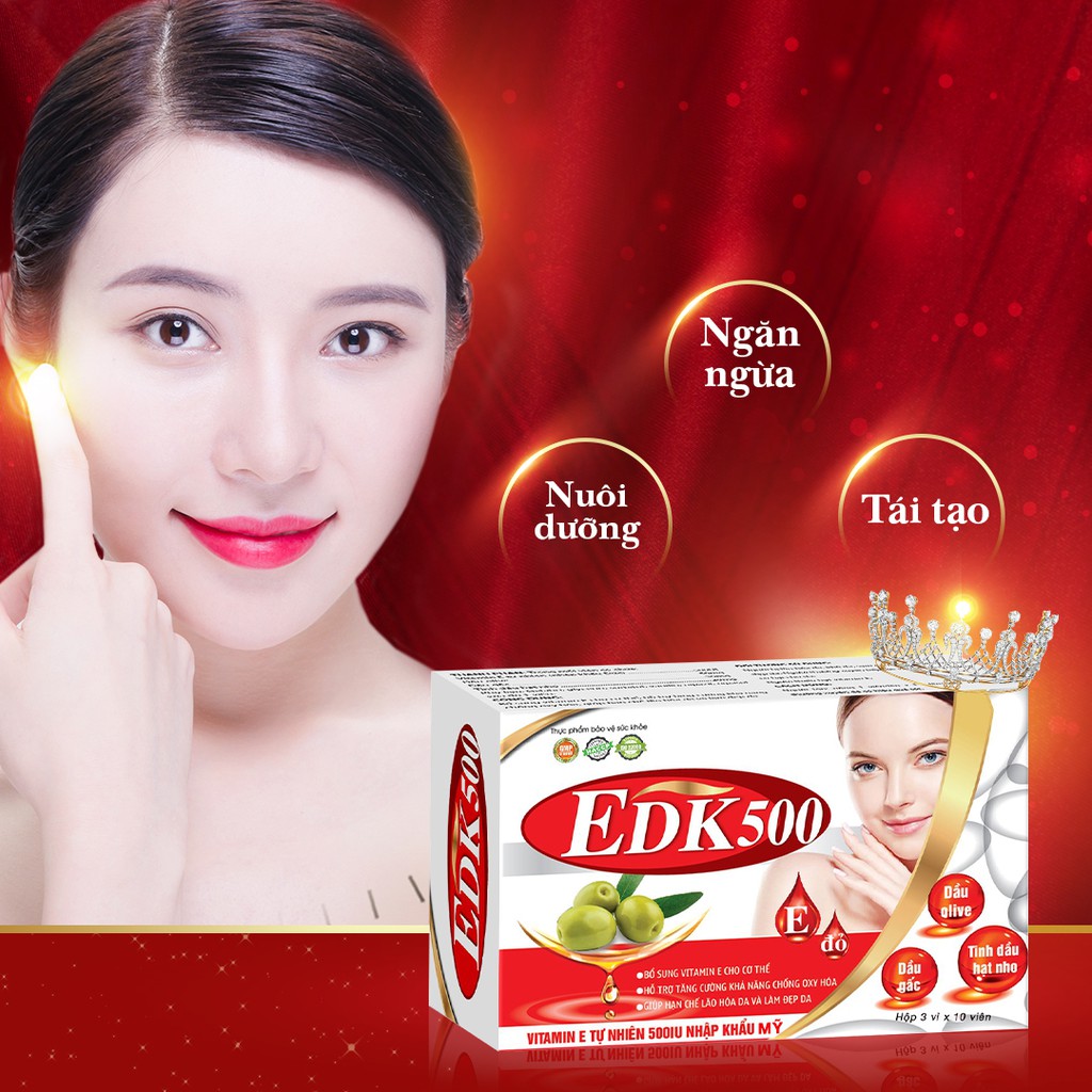 Viên Uống Bổ Sung Vitamin E EDK500 - Giúp Tăng Cường Chống Oxy Hóa, Trẻ Hóa Và Làm Đẹp Da