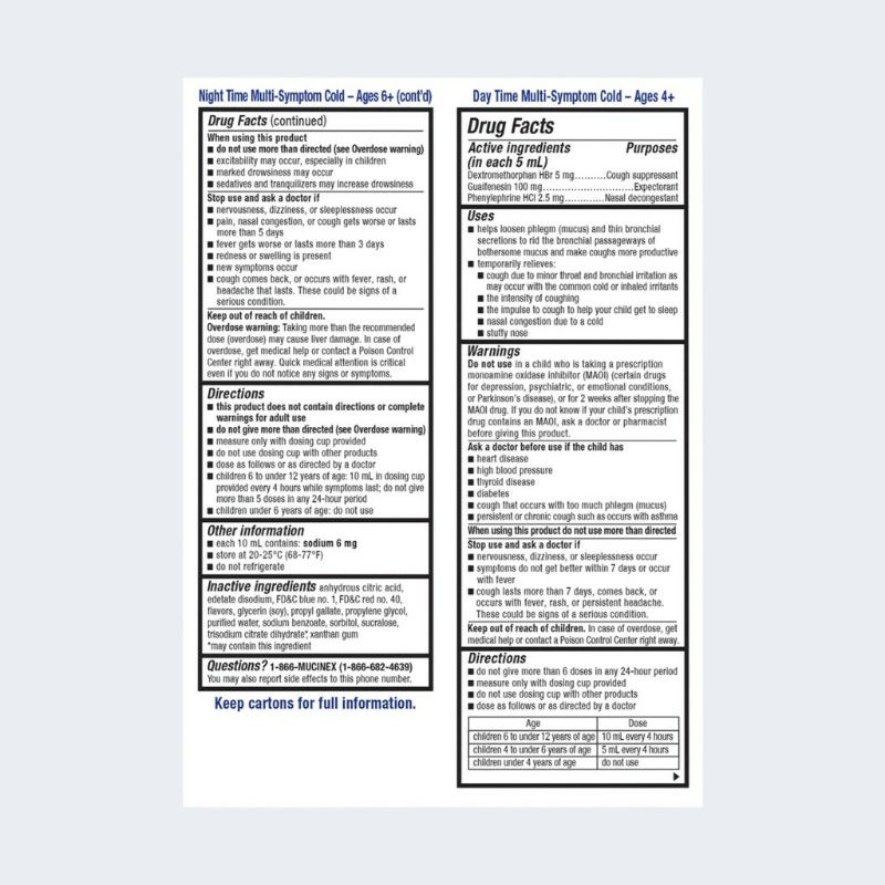 [ Date 2/2024] Siro ho trẻ em Mucinex Children's Multi- Symptom Đây &amp; Night Cold 590ml