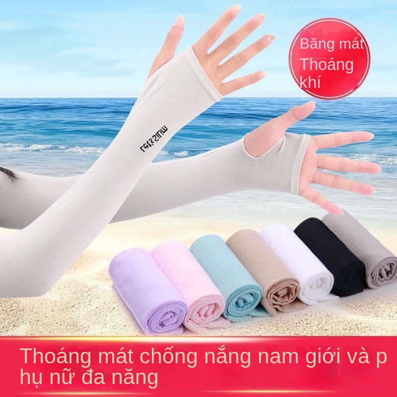 Găng Tay Dài Chống Nắng Bằng Lụa Lạnh Mỏng Thời Trang Mùa Hè Cho Nam Và Nữ