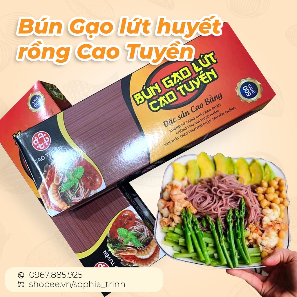  Bún (mỳ) gạo lứt Huyết Rồng Cao Tuyền cao cấp thực phẩm ăn kiêng Eat clean 500g