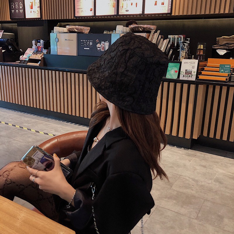 Mũ bucket nữ TUMIE tai bèo vành nón cụp dập nổi hoa văn phong cách Ulzzang BK004