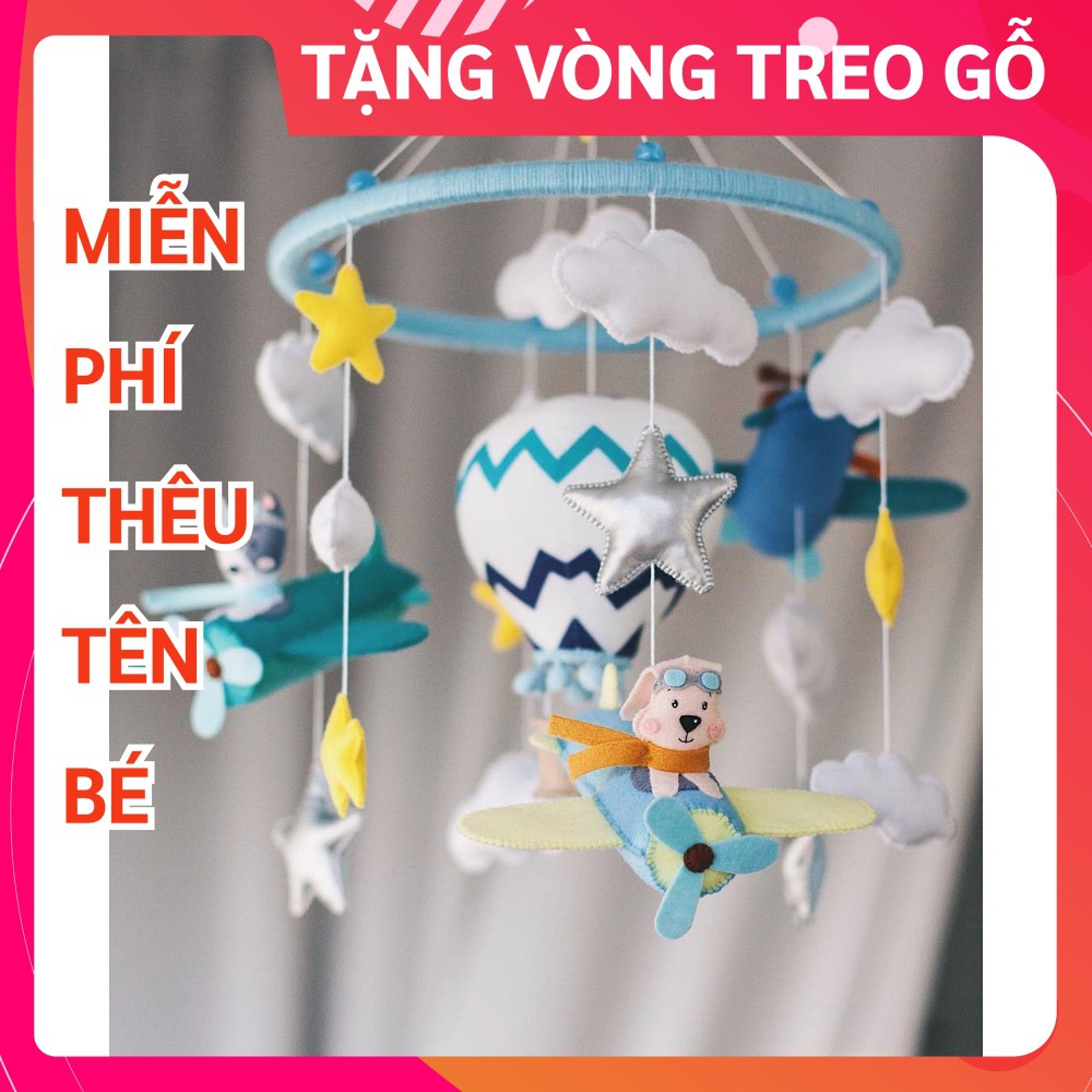 Đồ chơi treo nôi cho bé kích thích thị giác Coco Kids, tự xoay và phát nhạc mẫu KHINH KHÍ CẦU 2