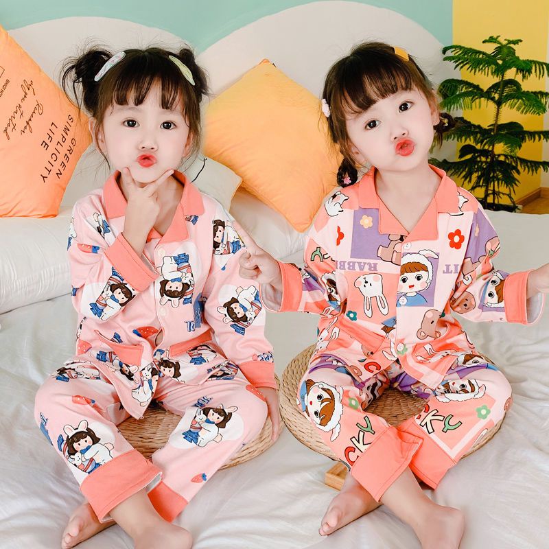 Bộ Đồ Ngủ Hai Mảnh Tay Dài Dễ Thương Dành Cho Bé Gái