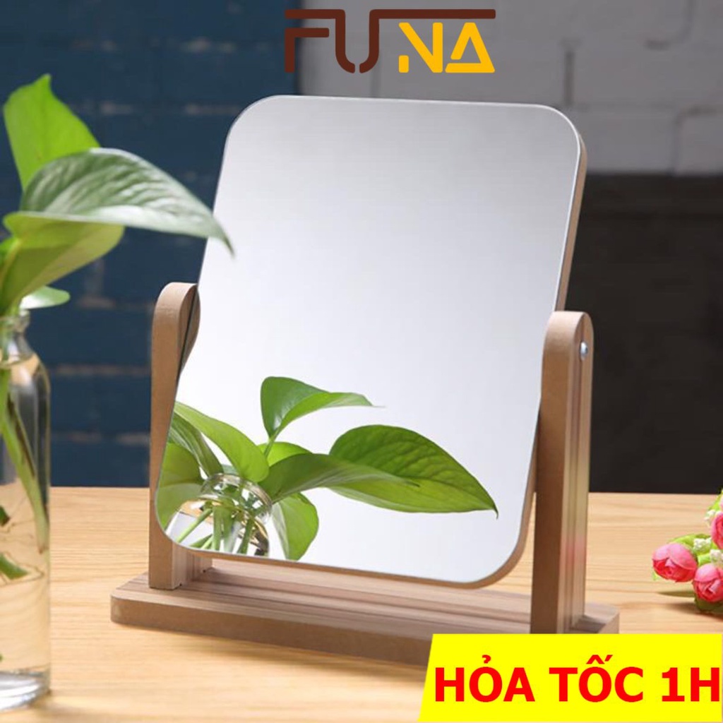 Gương trang điểm để bàn FUNA khung gỗ bền chắc phong cách Hàn Quốc