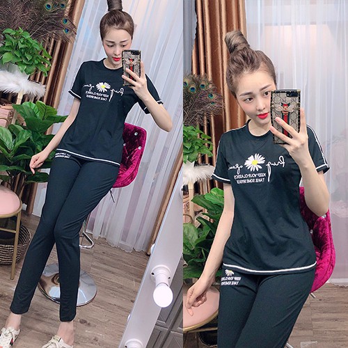 Đồ bộ nữ đẹp, đồ bộ mặc nhà cotton quần dài tay ngắn, chất thun mềm mại, co giãn tốt - Anquachi | BigBuy360 - bigbuy360.vn