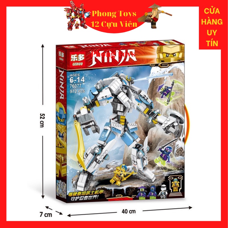 LEGO 71738 LEDUA 76077 XẾP HÌNH CHIẾN GIÁP NGƯỜI MÁY ROBOT TITAN MECH TRẮNG CỦA NINJA ZANE BATTLE 972 MẢNH