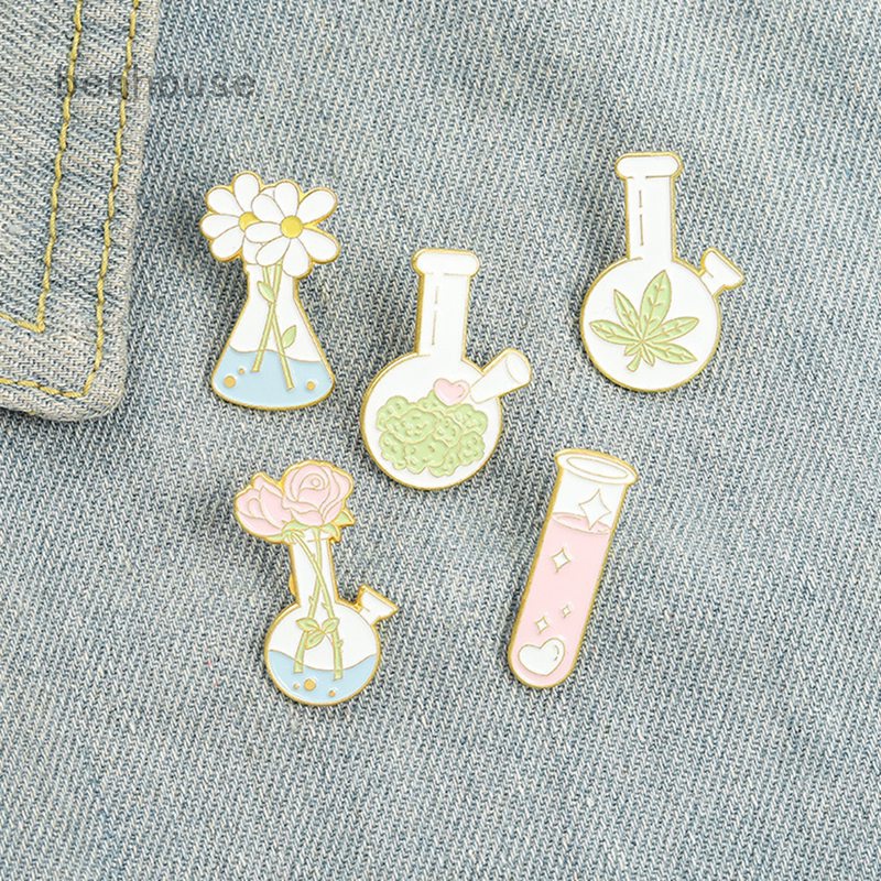 Ghim Cài Áo Hình Ống Nghiệm Họa Tiết Hoạt Hình Dễ Thương