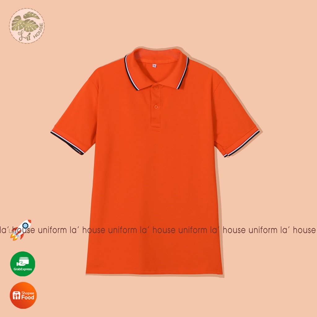Áo thun đồng phục CAM phối cổ viền 3 sọc cao cấp  chất liệu cá sấu thái La' House Uniform