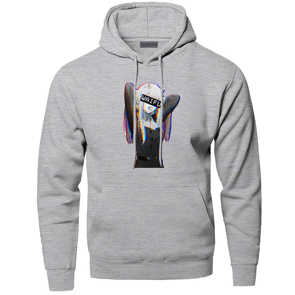 Áo Khoác Hoodie Chui Đầu Màu Xám In Hình Darling In The Franxx Anime Zero Two Waifu Cho Nam