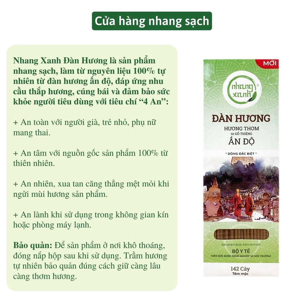Nhang đàn hương cao cấp Nhang Xanh - Hương thơm từ Gỗ Thiêng Ấn Độ
